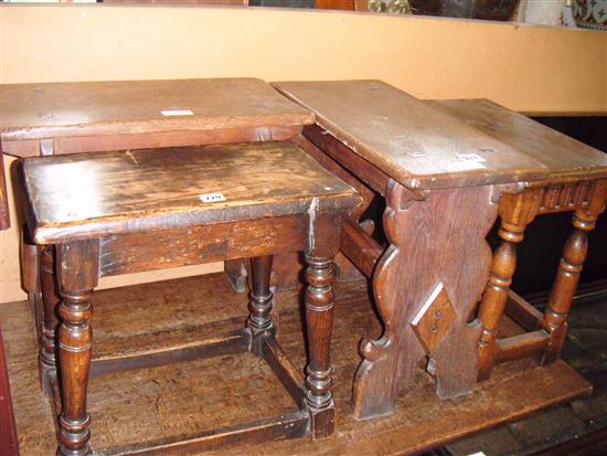 4 oak stools & a chair